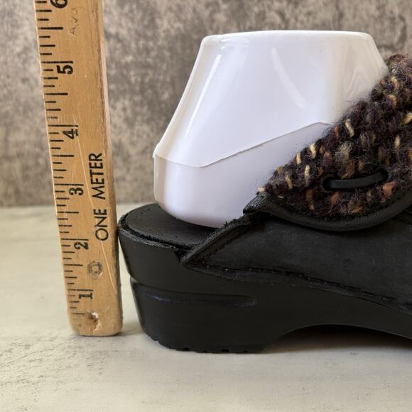 Dansko Black Leather Comfort Clogs Sweater Knit Trim Size 40 US 9-9.5 - Picture 11 of 11